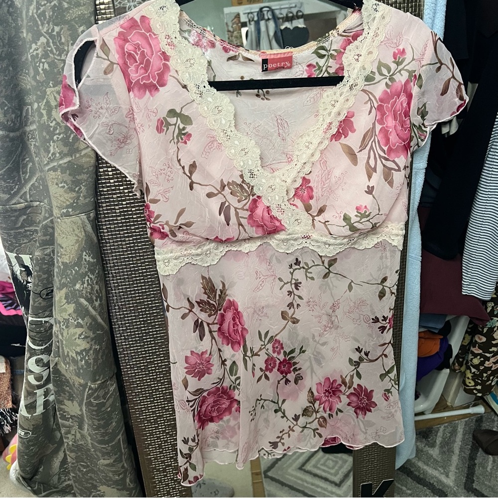 Poetry Pink Floral Lace Top